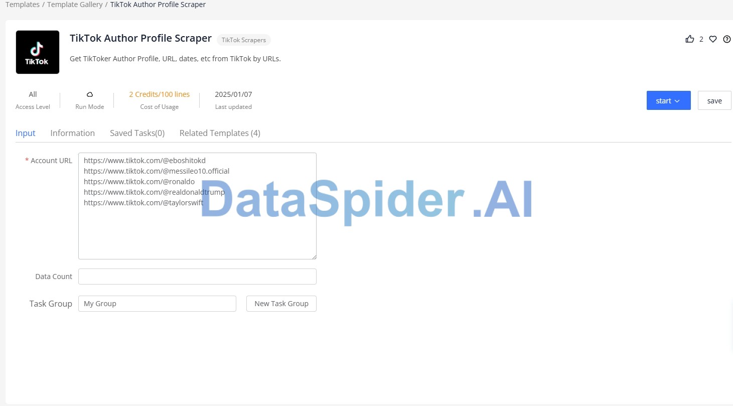 crawling list with DataSpider