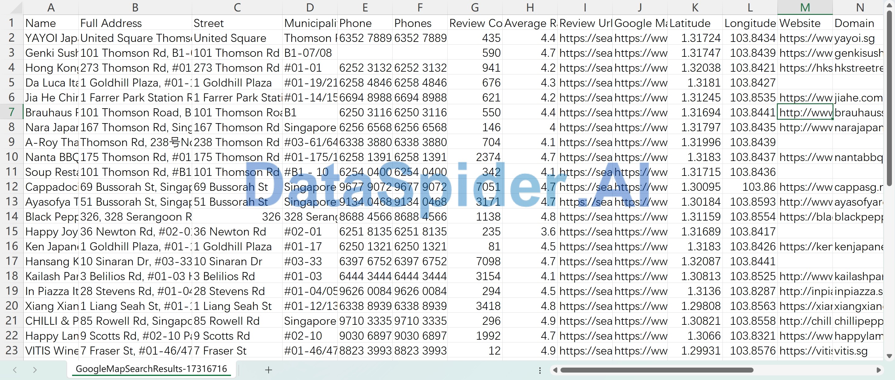 scrape address data from google maps -business